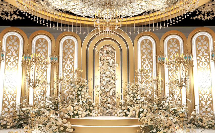 黄浦香槟色调婚礼堂效果展示